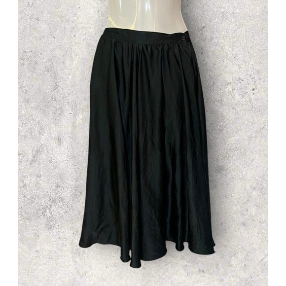 Vintage Suzanne Black Women's Size Small Flowy Long Maxi Skirt Button Closure - Picture 1 of 4